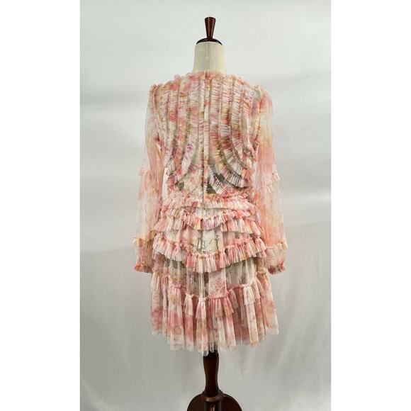 NEEDLE & THREAD Sz 10 US Rose Bluebell Ruffle Mini Dress - Picture 5 of 9